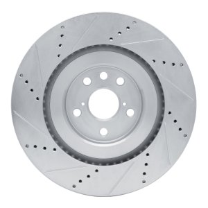 Lexus IS500 Brake Rotor (1) - Right Front - R1 Concepts - Drilled & Slotted - Silver - `13-`25